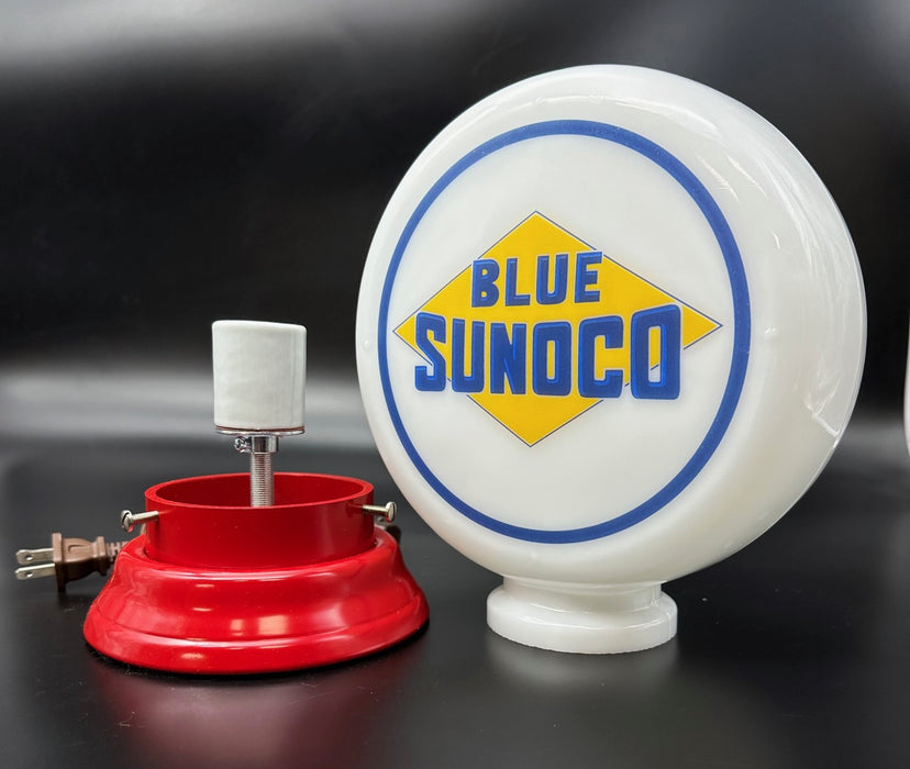 BLUE SUNOCO 8" Mini Glass Gas Pump Globe