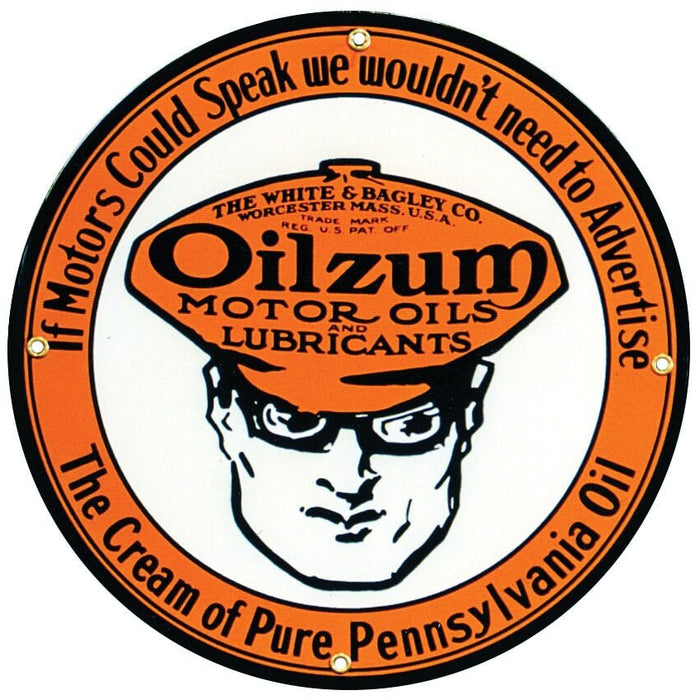 OILZUM 12" Porcelain Sign