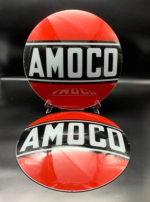 AMOCO 15" GLASS FACES FOR GAS PUMP GLOBE (SET OF 2)