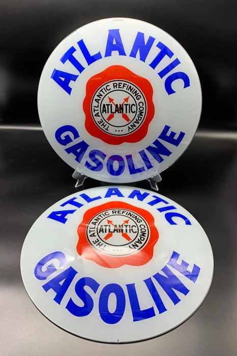 ATLANTIC GASOLINE 15" GLASS FACES FOR GAS PUMP GLOBE (SET OF 2)