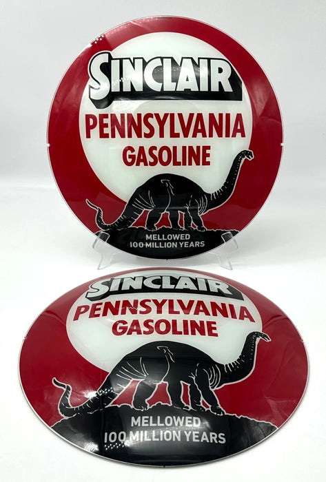 SINCLAIR PENNSYLVANIA GASOLINE 100 MILLION 13.5" GLASS FACES FOR GAS PUMP GLOBE (SET OF 2)