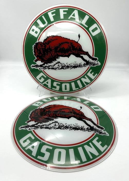 BUFFALO GASOLINE 13.5" GLASS FACES FOR GAS PUMP GLOBE (SET OF 2)