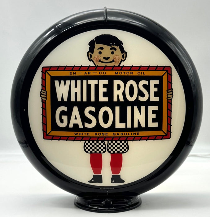 WHITE ROSE BOY GASOLINE 13.5" Ad Globe