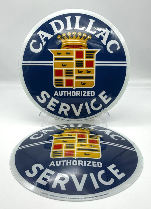 CADILLAC AUTHORIZED SERVICE 13.5" GLASS FACES FOR GAS PUMP GLOBE (SET OF 2)