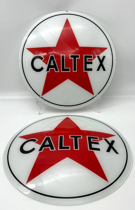 CALTEX 13.5" GLASS FACES FOR GAS PUMP GLOBE (SET OF 2)