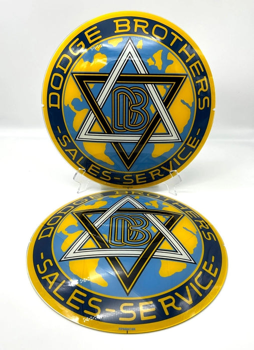 DODGE BROTHERS SALES & SERVICE 13.5" GLASS FACES FOR GAS PUMP GLOBE (SET OF 2)