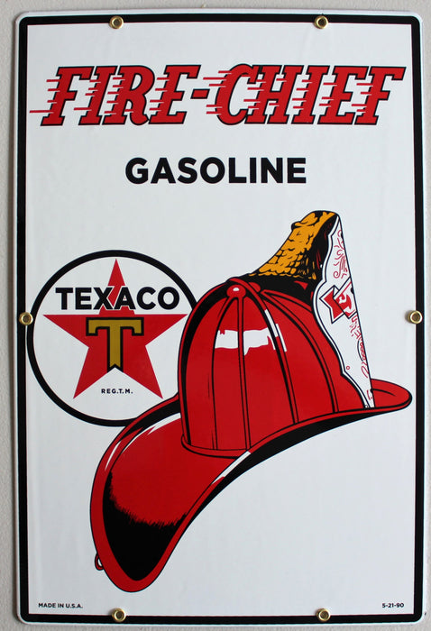 TEXACO FIRE CHIEF 12" X 18" Porcelain Sign - FREE SHIPPING!!