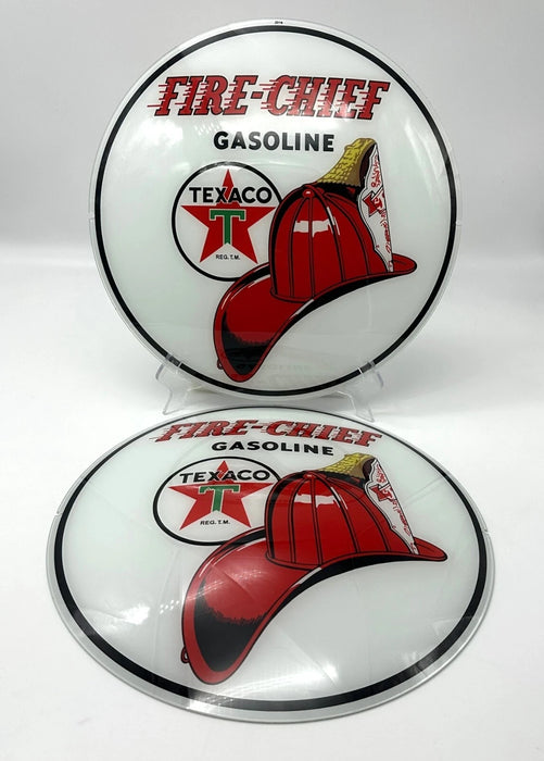 TEXACO FIRE CHIEF 15" GLASS FACES FOR GAS PUMP GLOBE (SET OF 2)