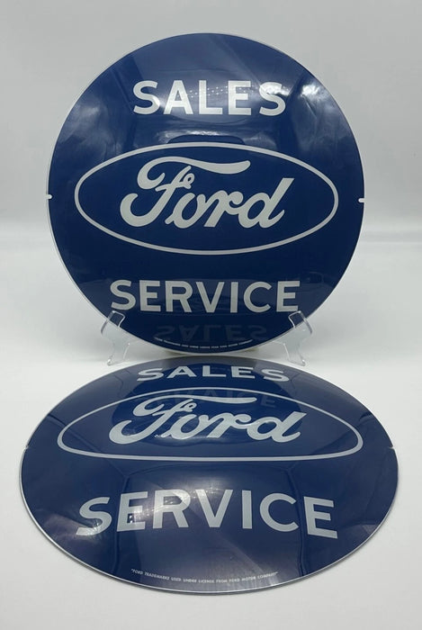 FORD SALES & SERVICE 13.5" GLASS FACES FOR GAS PUMP GLOBE (SET OF 2)