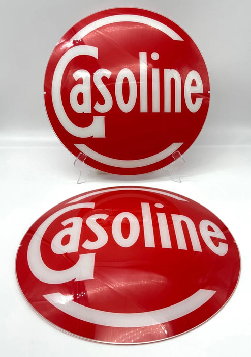 GASOLINE 13.5" GLASS FACES FOR GAS PUMP GLOBE (SET OF 2)