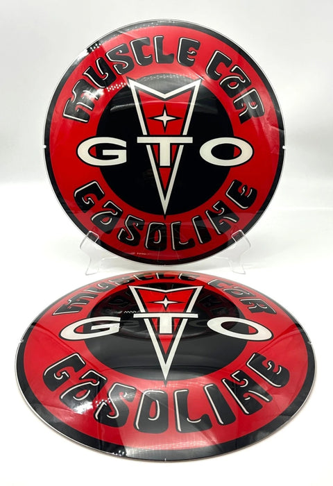 GTO MUSCLE CAR GASOLINE 13.5" GLASS FACES FOR GAS PUMP GLOBE (SET OF 2)