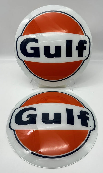 GULF 13.5" GLASS FACES FOR GAS PUMP GLOBE (SET OF 2)