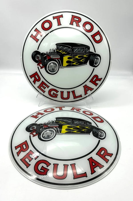 HOT ROD REGULAR 13.5" GLASS FACES FOR GAS PUMP GLOBE (SET OF 2)