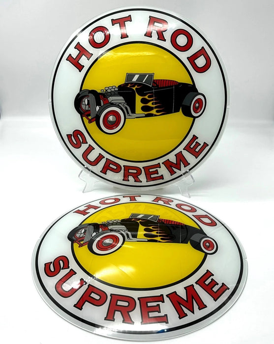 HOT ROD SUPRREME 13.5" GLASS FACES FOR GAS PUMP GLOBE (SET OF 2)