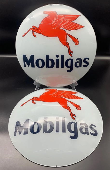 MOBILGAS 15" GLASS FACES FOR GAS PUMP GLOBE (SET OF 2)