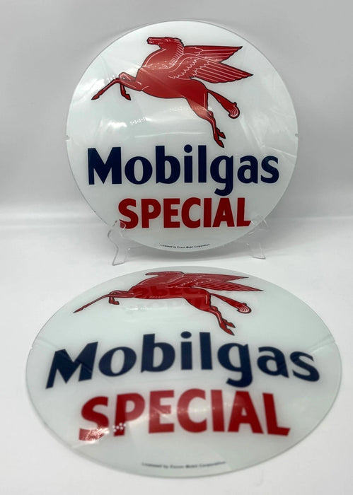 MOBILGAS SPECIAL 13.5" GLASS FACES FOR GAS PUMP GLOBE (SET OF 2)