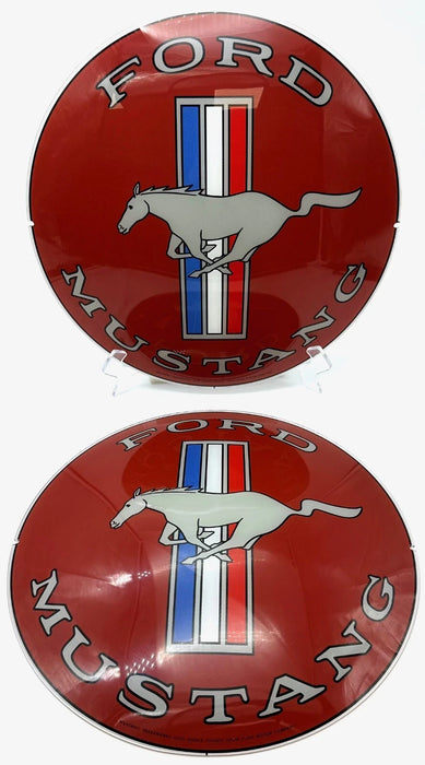 FORD MUSTANG 13.5" GLASS FACES FOR GAS PUMP GLOBE (SET OF 2)