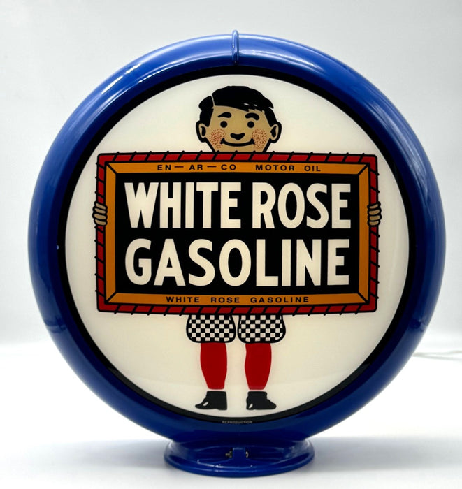 WHITE ROSE BOY GASOLINE 13.5" Ad Globe