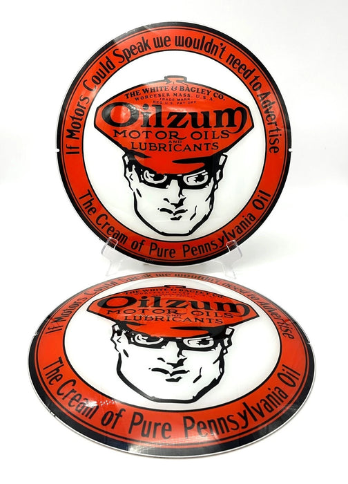 OILZUM 13.5" GLASS FACES FOR GAS PUMP GLOBE (SET OF 2)