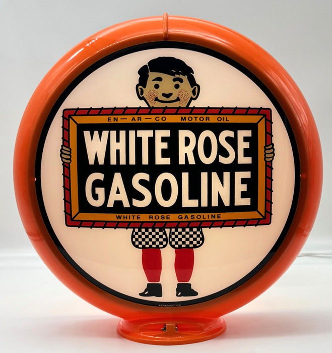 WHITE ROSE BOY GASOLINE 13.5" Ad Globe