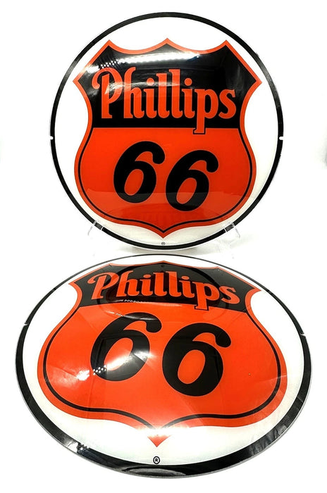 PHILLIPS 66 13.5" GLASS FACES FOR GAS PUMP GLOBE (SET OF 2)
