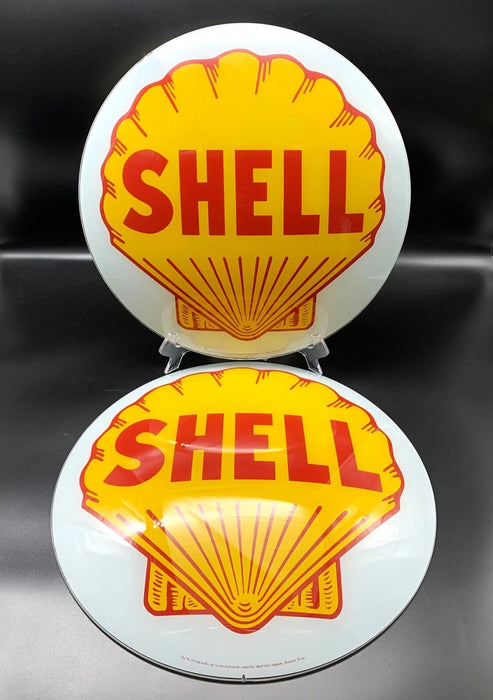 SHELL 15" GLASS FACES FOR GAS PUMP GLOBE (SET OF 2)
