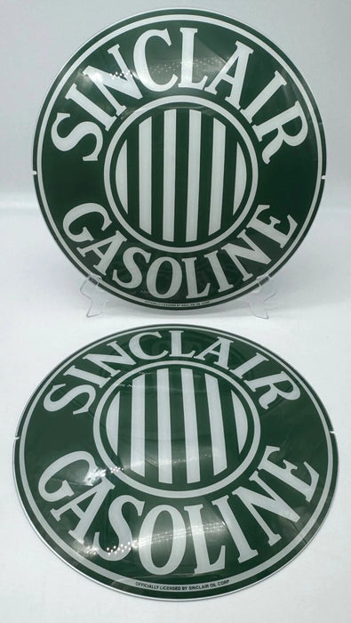 SINCLAIR GAS STRIPE 13.5" GLASS FACES FOR GAS PUMP GLOBE (SET OF 2)