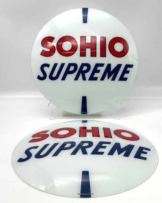 SOHIO SUPREME 13.5" GLASS FACES FOR GAS PUMP GLOBE (SET OF 2)