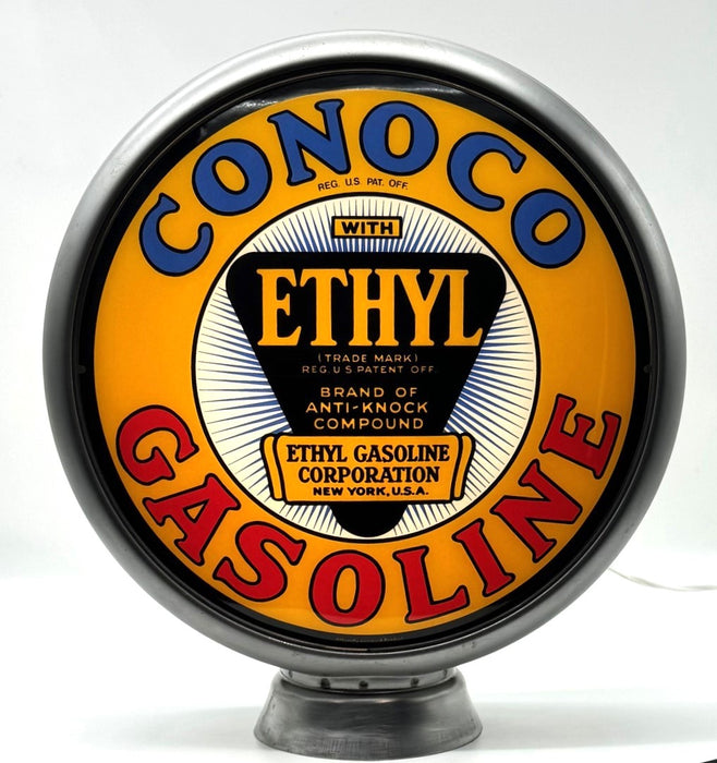 CONOCO ETHYL GASOLINE YELLOW Gas Pump Globe - FREE SHIPPING!!