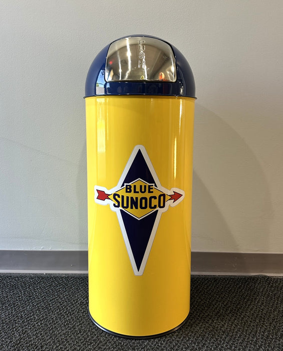 BLUE SUNOCO Metal Bullet Style Trash Can - FREE SHIPPING!