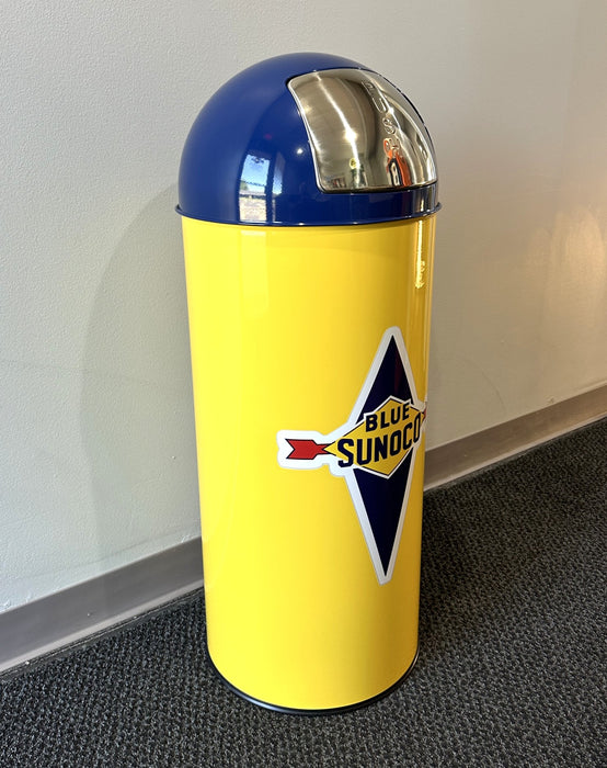BLUE SUNOCO Metal Bullet Style Trash Can - FREE SHIPPING!
