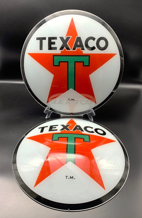 TEXACO STAR 15" GLASS FACES FOR GAS PUMP GLOBE (SET OF 2)