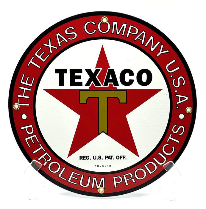 TEXACO COMPANY PETROLEUM PRODUCTS  12" PORCELAIN SIGN - FREE SHIPPING!! (Copy)