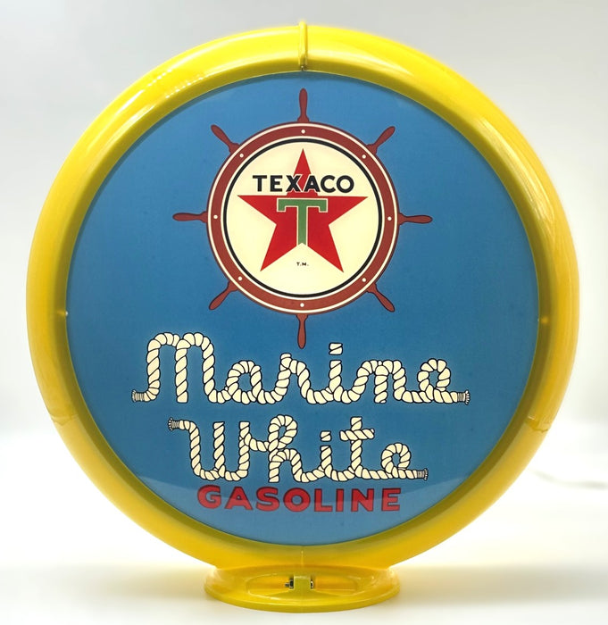 TEXACO MARINE WHITE GASOLINE IN BLUE 13.5" GAS PUMP GLOBE - FREE SHIPPING!!