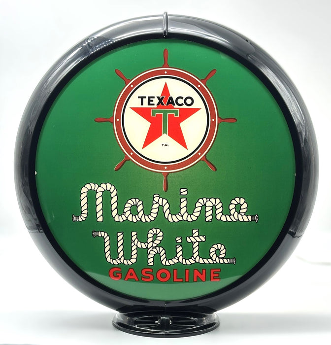 TEXACO MARINE WHITE GASOLINE 13.5" GAS PUMP GLOBE - FREE SHIPPING!!