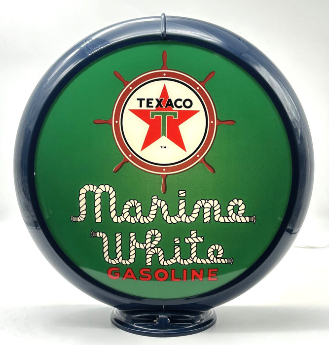 TEXACO MARINE WHITE GASOLINE 13.5" GAS PUMP GLOBE - FREE SHIPPING!!