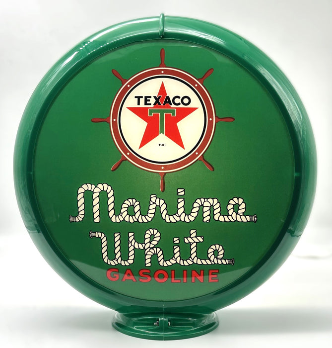 TEXACO MARINE WHITE GASOLINE 13.5" GAS PUMP GLOBE - FREE SHIPPING!!