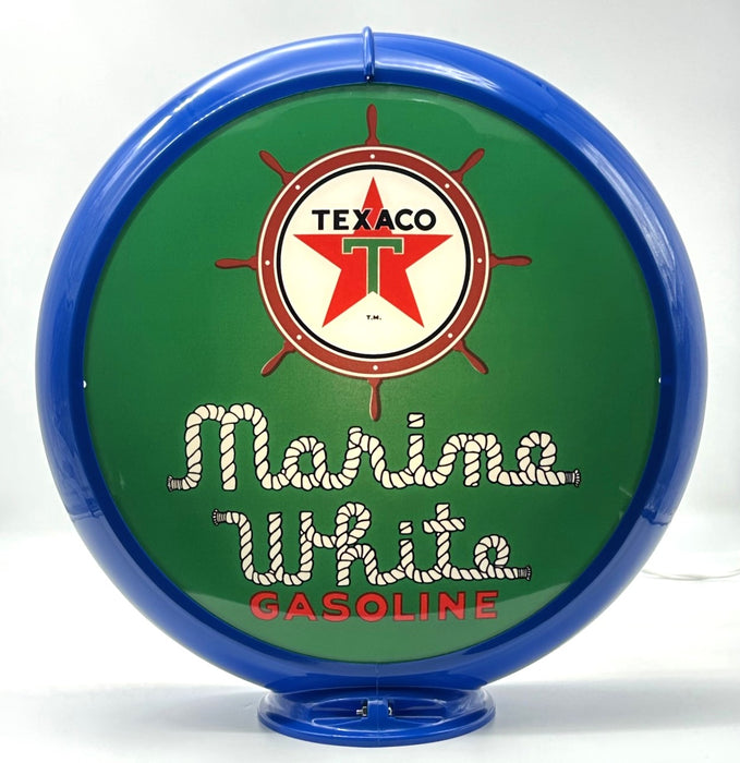 TEXACO MARINE WHITE GASOLINE 13.5" GAS PUMP GLOBE - FREE SHIPPING!!