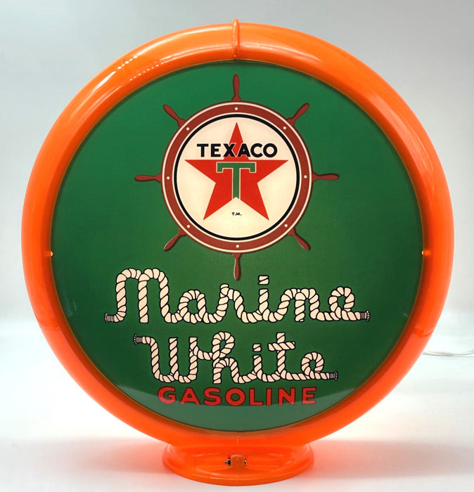 TEXACO MARINE WHITE GASOLINE 13.5" GAS PUMP GLOBE - FREE SHIPPING!!