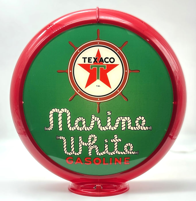 TEXACO MARINE WHITE GASOLINE 13.5" GAS PUMP GLOBE - FREE SHIPPING!!