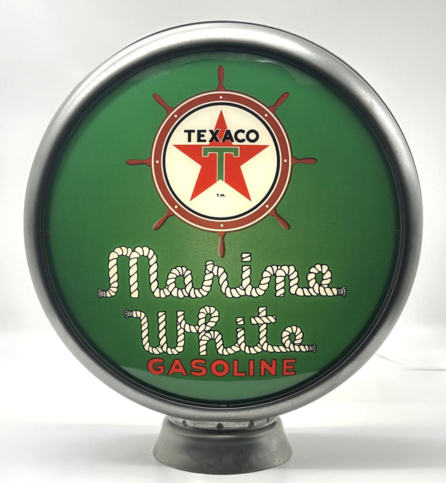 TEXACO MARINE WHITE GASOLINE 13.5" GAS PUMP GLOBE - FREE SHIPPING!!