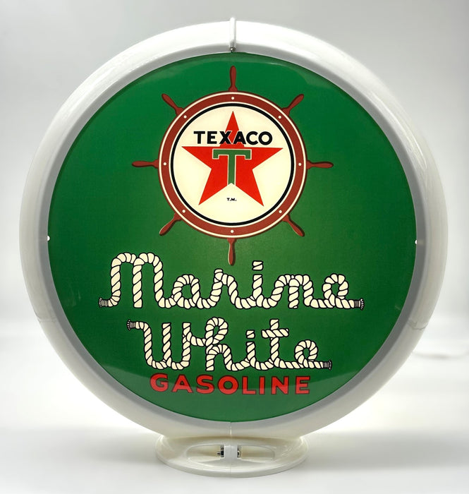 TEXACO MARINE WHITE GASOLINE 13.5" GAS PUMP GLOBE - FREE SHIPPING!!