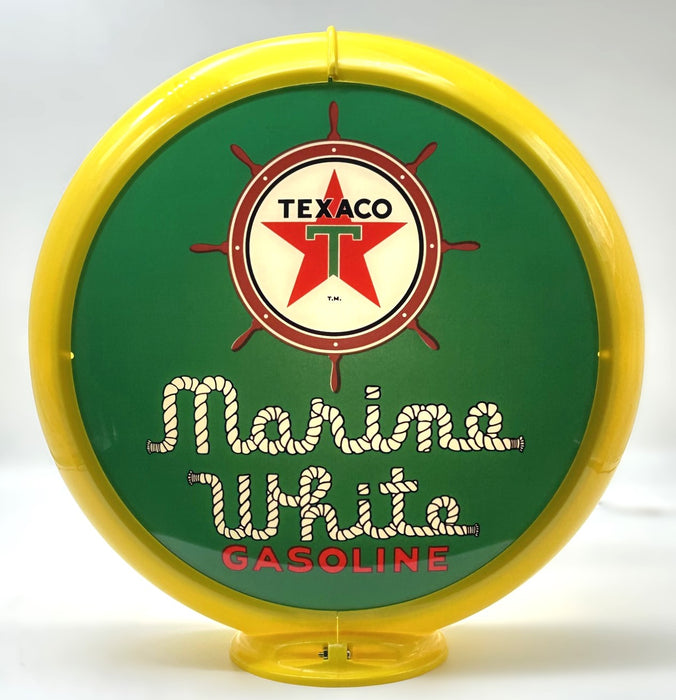 TEXACO MARINE WHITE GASOLINE 13.5" GAS PUMP GLOBE - FREE SHIPPING!!