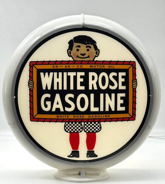 WHITE ROSE BOY GASOLINE 13.5" Ad Globe