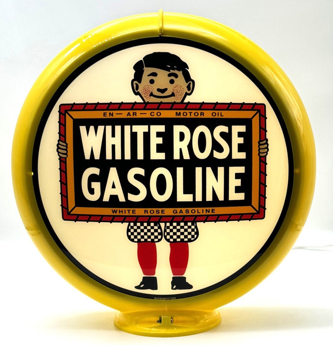 WHITE ROSE BOY GASOLINE 13.5" Ad Globe