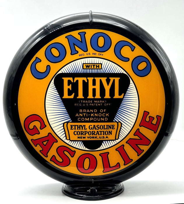 CONOCO ETHYL GASOLINE YELLOW Gas Pump Globe - FREE SHIPPING!!