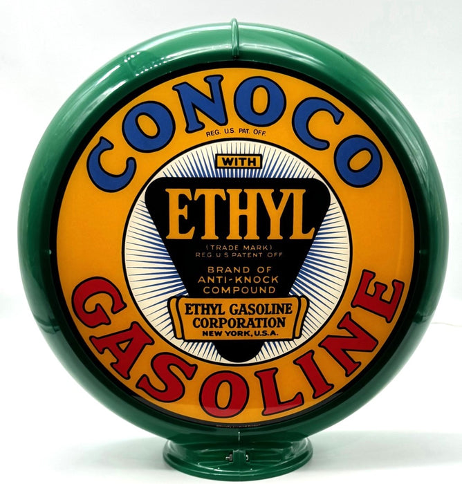 CONOCO ETHYL GASOLINE YELLOW Gas Pump Globe - FREE SHIPPING!!