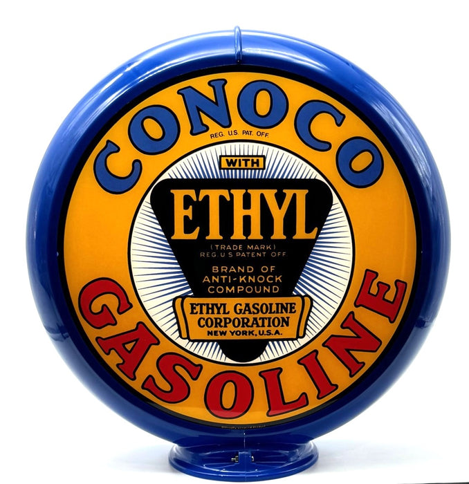 CONOCO ETHYL GASOLINE YELLOW Gas Pump Globe - FREE SHIPPING!!