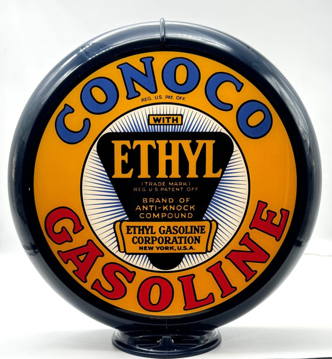 CONOCO ETHYL GASOLINE YELLOW Gas Pump Globe - FREE SHIPPING!!