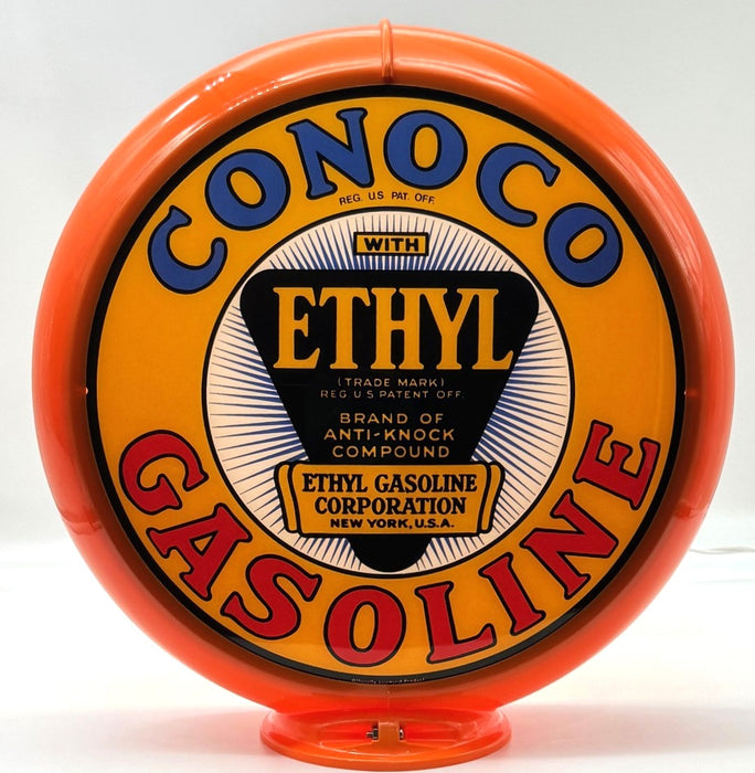 CONOCO ETHYL GASOLINE YELLOW Gas Pump Globe - FREE SHIPPING!!